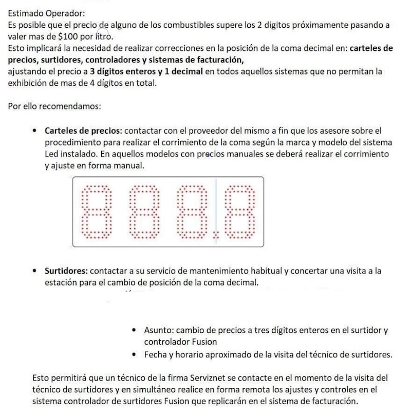 Las Estaciones de Servicio adaptan los surtidores para las tres cifras