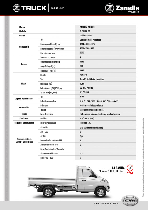 CVN Motors Lanza el Camión Zanella Z-Truck