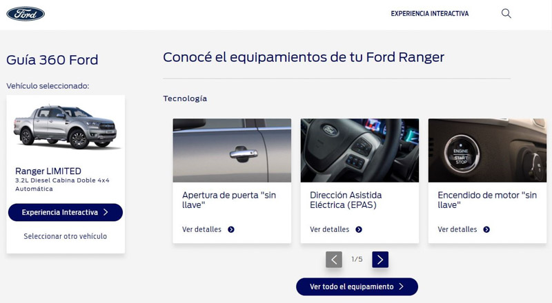 Guía interactiva para conocer las prestaciones de la Ranger