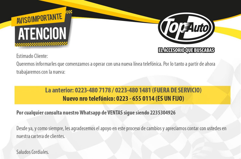 Nueva línea telefónica Top Auto