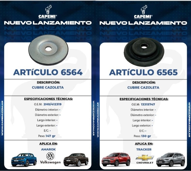 Cubre cazoletas y bujes CAPEMI para varios modelos