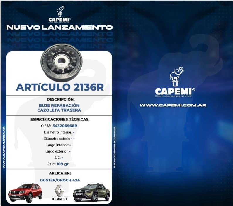 Cubre cazoletas y bujes CAPEMI para varios modelos