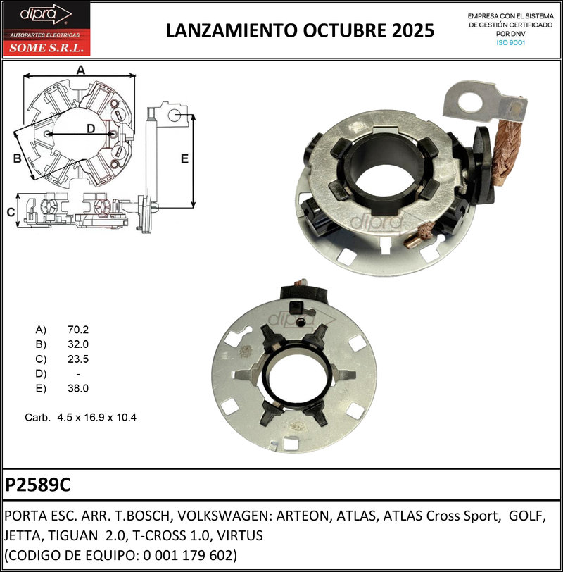 Dipra suma nuevos porta escobillas y piezas de arranque