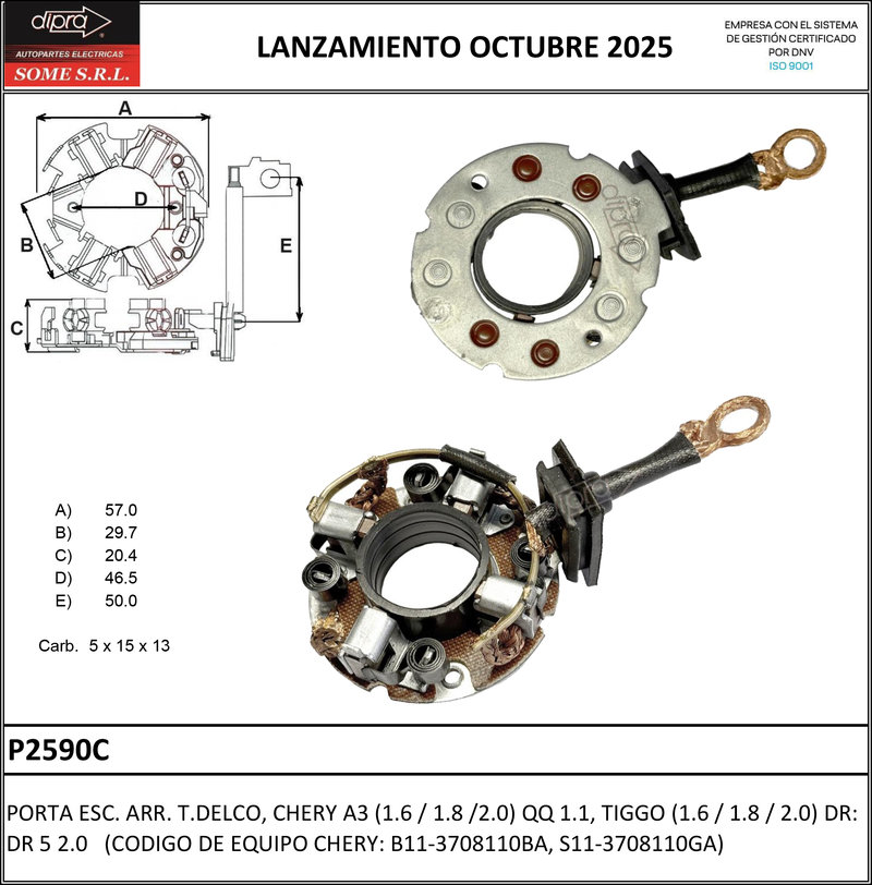 Dipra suma nuevos porta escobillas y piezas de arranque
