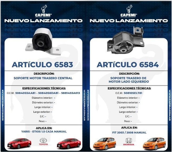 Novedades CAPEMI para GM, Peugeot, Citroen, Honda y Toyota