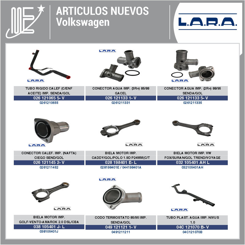 Nuevos repuestos LARA para Peugeot, Renault, Toyota y VW